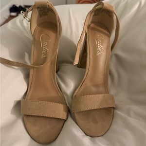 Candie's Beige Ankle Strap Heels